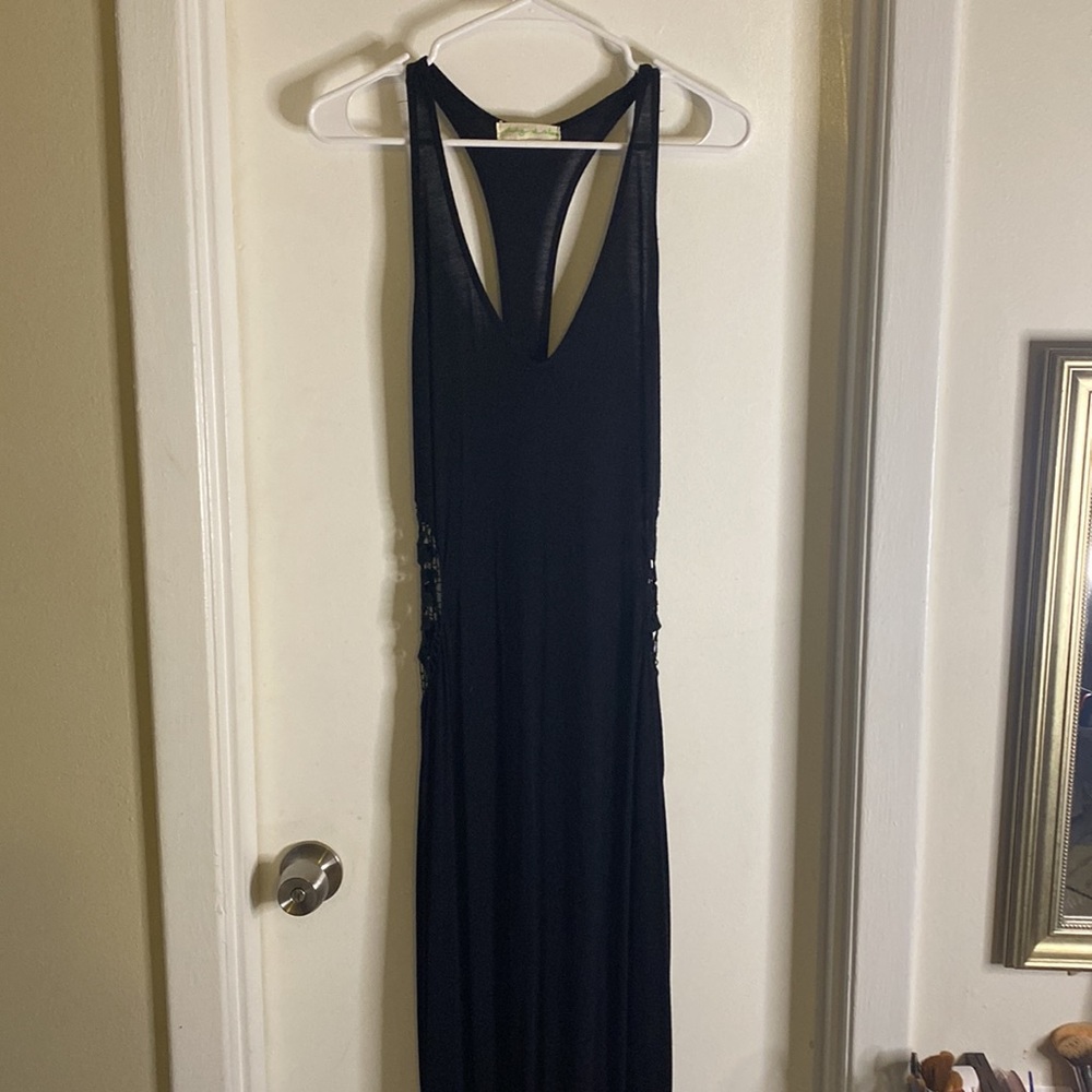 Backless black maxi dress